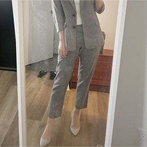 Aritzia Babaton Grey Check Pants – Elastic Waist, Size 0